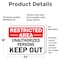Signmission Restricted Area Unauthorized People Keep Out OSHA ANSI Sign, Vinyl Decal, 24in W x 18in L, 2PK OS-2PACK-MISC-D-1824-L-19512 - alternate 2